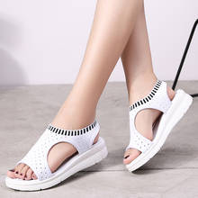 Sandalias planas sin cordones para mujer, zapatos femeninos cómodos con cuña, a la moda, para verano 2024 - compra barato
