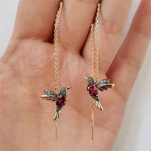 Unique Design Spark Crystal Rhinestone Bird Pendant Earrings for Women Rose Gold Color Tassel Animal Long Drop Earrings Jewelry 2024 - buy cheap