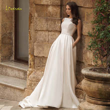 Loverxu Sexy Illusion Matte Satin A-Line Wedding Dresses 2022 Luxury Appliques Beaded Button Court Train Vintage Bridal Gowns 2024 - buy cheap