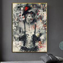 Pintura de tela de macaco arte grafite animal abstrato pôsteres e impressões quadros imagens de arte de parede para sala de estar decoração de casa 2024 - compre barato