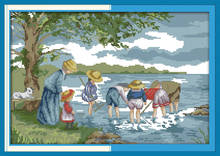 Kit de punto de cruz de pesca, lienzo bordado artesanal, costura hecha a mano, 18ct, 14ct, 11ct 2024 - compra barato