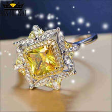 Luxury 925 anillos Silver Citrine White Topaz Wedding Engagement Cocktail Party For Women AAAA zircon Ring Jewelry Wholesale 2024 - buy cheap