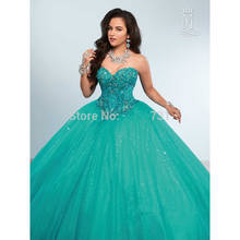 Puffy Cheap Quinceanera Dresses Ball Gown Sweetheart Tulle Beaded Crystals Sweet 16 Dresses 2024 - buy cheap