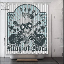 Rock Skull Music Guitarist Guitar Black Grey Polyester Fabric Shower Curtain for Bathroom 2024 - buy cheap