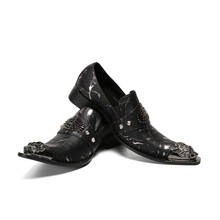 Sapatos masculinos de couro legítimo, sapatos pretos de festa, casamento, estilo britânico, tamanho grande 2024 - compre barato