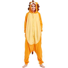 Mono de pijama de León Kigurumis Unisex para adulto, mono de Animal naranja, mono divertido para pareja, traje de fiesta de vellón Polar 2024 - compra barato