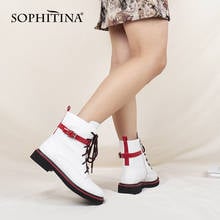 SOPHITINA Stylish Women Boots High Quality Ladies Ankle Boots Buckle Strap Decoration Zipper Comfortable White Women Shoes C795 2024 - buy cheap