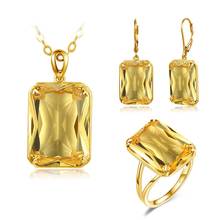 Szjinao 925 Silver Jewelry Set For Women Real 925 Sterling Silver Cristal Yellow Gold Color Pendant Earrings Ring Bridal Set New 2024 - buy cheap