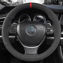 Car Steering Wheel Cover Black Genuine Leather Suede For BMW F20 2012-2018 F45 2014-2018 F30 F31 F34 2013-2017 F32 F33 F36 2024 - buy cheap