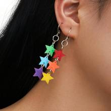 Pendientes acrílicos con estrellas para mujer, aretes largos con diseño geométrico de arcoíris, con personalidad, Color caramelo, joyería de fiesta 2024 - compra barato