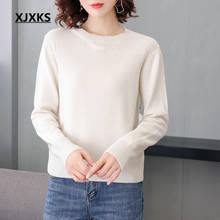 Xjxks suéter de malha de lã pura, pulôver feminino com m de lã pura, para outono e inverno 2020, quente e grosso 2024 - compre barato