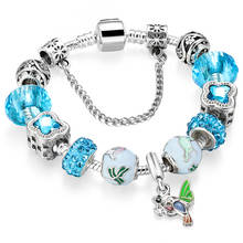 DIY Jewelry  blue Glass Beads Bird Dangle Pendant Snake Chain Bracelets Bangles Women Christmas Birthday Gift 2024 - buy cheap