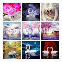 Алмазная 5d картина «Любовь лебедей», алмазная вышивка крестиком, алмазная вышивка с животными, мозаика, подарки стразы, наклейки на стену 2024 - купить недорого