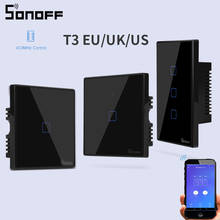SONOFF-Interruptor táctil de pared inteligente TX T3, 1/2/3 entradas, 433mhz, RF, Wifi, Control remoto por voz, funciona con Alexa/Google, UE/ru/EE. UU. 2024 - compra barato