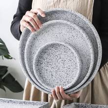 Bandeja de cerâmica com estampa de mármore, prato nórdico criativo cinza de imitação de granito para hotel 2024 - compre barato