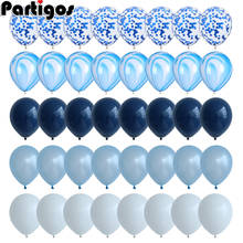 40 Pcs Blue Balloons Set Agate Marble Balloons With Silver Confetti Balloon Wedding Baby Shower Graduation Birthday Party Decor 2024 - buy cheap