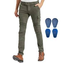 Calça jeans para motociclista, calça de proteção para motocicleta reforçada com proteção de favo de mel, verde militar 2024 - compre barato