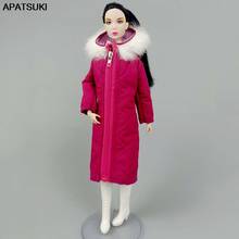 Hot Pink Winter Wear Long Coat for Barbie Doll Outfits Clothes Parka For 1/6 BJD Doll Jacket 1:6 Dolls Accessories Kids Toys 2024 - buy cheap