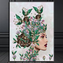 Fantasia arte 5d diy pintura diamante pérola flor mulher broca completa quadrado redondo diamante paiting mosaico bordado ponto cruz 2024 - compre barato