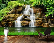 Papel de parede Beautiful fores waterfall lake natural landscape 3d wallpaper,living room bedroom wall papers home decor mural 2024 - buy cheap