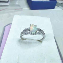 Mini anel de opala natural embutida, joias finas de alta qualidade 925 prata esterlina para mulheres com suporte lindo para reverificação 2024 - compre barato