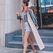 2020 primavera outono blusão casaco feminino solto longo trench coats cor correspondência casual casaco coreano roupas femininas tendência 2024 - compre barato