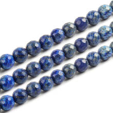 4-12mm Round Dyed Color Faceted Blue Lapis Lazuli Beads Natural Stone Beads For Jewelry Making Beads 15'' Needlework DIY Beads 2024 - buy cheap