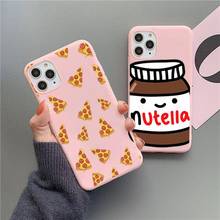 Funda de teléfono con dibujo divertido de Nutella, Chocolate, Pizza, Color rosa caramelo para iPhone 11 pro XS MAX 8 7 6 6S Plus X 5S SE 2020 XR 2024 - compra barato