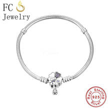 FC Jewelry 925 Sterling Silver Ladybug Flower Zirconia Clip Bracelet Fit Charm Bead Snake Chain For Women No Brand Logo Berloque 2024 - buy cheap