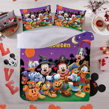 Juego de cama con estampado 3D de Mickey y Minnie, funda de edredón para Halloween, funda de almohada, decoración para dormitorio, regalo para niños, textil para el hogar, novedad 2024 - compra barato