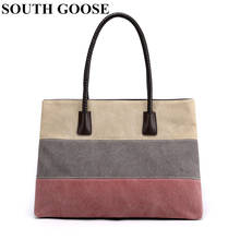 SOUTH GOOSE-Bolso de mano de lona a la moda para mujer, bolsa de hombro informal de retales clásica, grande, a rayas que combina con todo, 2020 2024 - compra barato