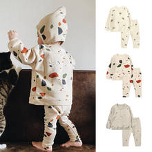 Комплект детской одежды из 2 предметов для маленьких девочек, осенне-зимняя одежда для новорожденных мальчиков, свитшот + штаны, детский Пижамный костюм 2024 - купить недорого
