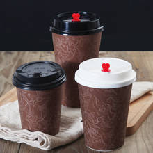 50 шт высококачественные одноразовые кофейные чашки для вечеринок креативные коричневые бумажные питьевые стаканчики на вынос упаковочные стаканы с крышками 2024 - купить недорого