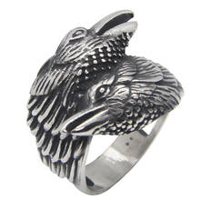 1pc Support Dropship Double Eagle Head Ring 316L Stainless Steel Jewelry Punk Hawk Head Ring 2024 - buy cheap