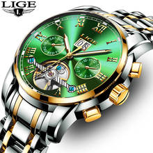 LIGE Brand Fashion Mens Watch Automatic Mechanical Tourbillon Watch Male Business Watches Men Waterproof Clock Relogio Masculino 2022 - buy cheap