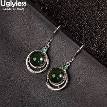 Uglyless-pendientes de plata 925 con gemas naturales para mujer, aretes llamativos de color verde a amarillo, ámbar de México 2024 - compra barato