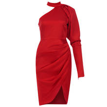 Sexy vestido feminino vermelho elegante um ombro bodycon midi vestido de verão nova chegada festa clube celebridade moda vestidos 2024 - compre barato