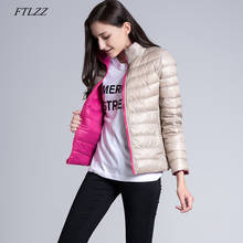 FTLZZ Winter Down Jacket Women Ultra Light 90% White Duck Down Double Side Short Coats Female Slim Warm Parkas 2024 - buy cheap