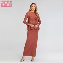 Abaya Дубай мусульманский Топ ансамбль Femme 2 шт. Pantalon юбка Оман Пакистан турецкая исламская одежда женский хиджаб платье комплект 2024 - купить недорого