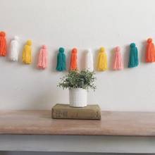 INS Nordic Wool Tassel Garlands String Wall Handmade Hanging Ornaments Room Decoration Baby Shower Banner Valentine's Day Gift 2024 - buy cheap