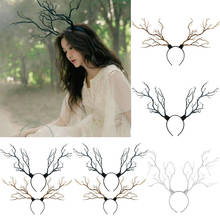 Gothic Antler Butterfly Headdress Deer Horn Tree Branches Headband Jewelry Vintage Wedding Cosplay Halloween Accessories 2024 - buy cheap