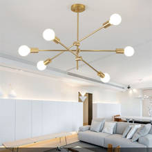 Lámpara de hierro forjado de estilo nórdico, accesorio de iluminación moderno de línea geométrica de cobre galvanizado para dormitorio, comedor, luz de suspensión 2024 - compra barato