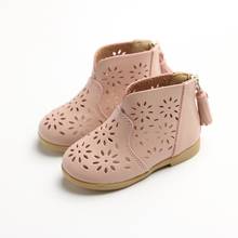 children's shoes Spring and autumn little girl princess beef tendon bottom boots zipper hollow girls high-top shoes baby girl 2024 - buy cheap