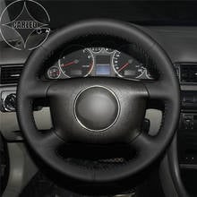 Car Steering Wheel Cover for Audi A2 A3 8L Sprotback A4 Avant A6 C5 A8 D2 S4 Genuine Black Leather Stitching Customized Holder 2024 - buy cheap