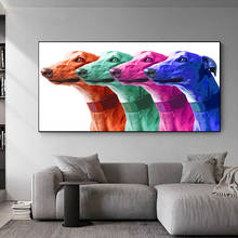Pintura al óleo de animales, lienzo de arte Pop de Galgo colorido moderno, impresiones de arte de la pared Fotos decoración 2024 - compra barato