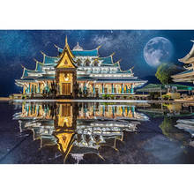 Diy Diamond Painting by Number Thai Temple Full Square Drill Diamond Mosaic Embroidery Rhinestone Sale Night Scenery Home Decor 2024 - buy cheap