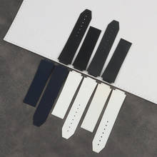 Preto branco azul alça de natureza suave borracha de silicone watch band Pulseira para Hublot 25*17mm logotipo da borboleta fivela ferramentas 2024 - compre barato
