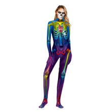 New Cosplay Halloween color skeleton zipper jumpsuit horror Siamese clothes women horror animation performance clothing 2024 - buy cheap