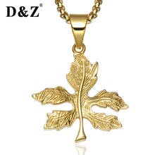 D&Z New Fashion Maple Leaf Necklaces Pendants Gold Color 316L Stainless Steel Colar Masculino For Men 2024 - buy cheap