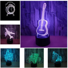 Lâmpada noturna led 3d para decoração de casa, lâmpada noturna criativa, 7 cores, sensível ao toque, brinquedo, presente
